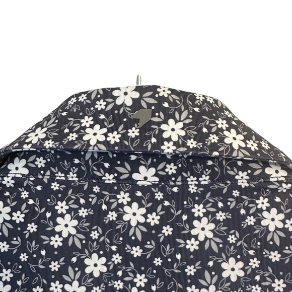 1764 Signature Men’s Large Golf Polo Blue White Floral Greenhouse Moisture Wick - Picture 4 of 6